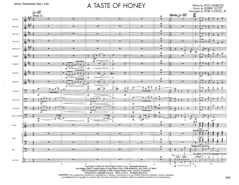 A Taste Of Honey score preview