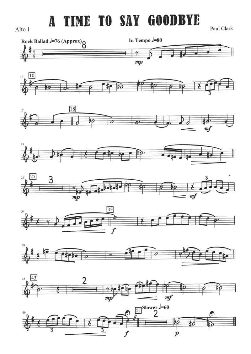 A Time To Say Goodbye score preview