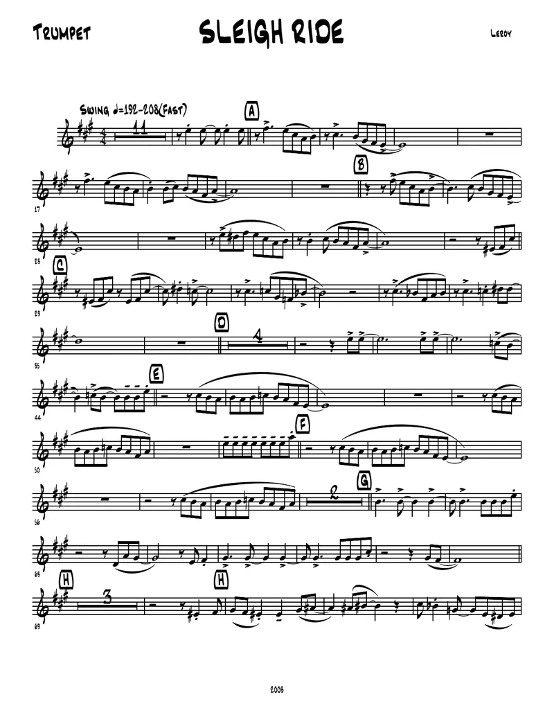 Sleigh Ride score preview