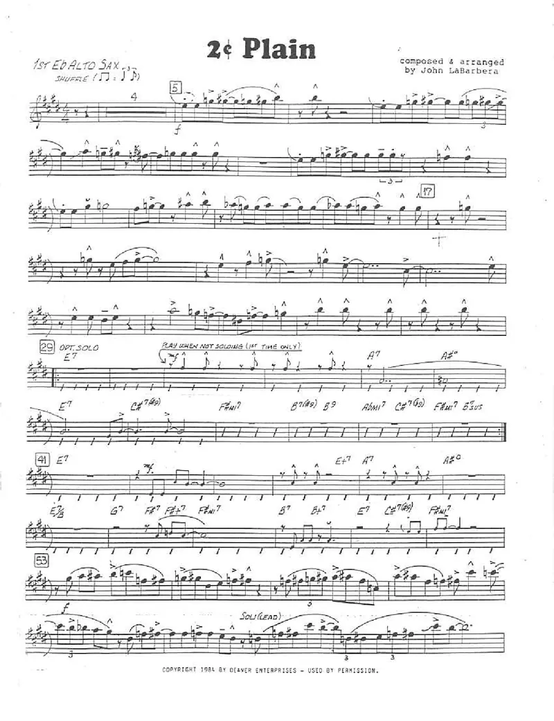 Two Cents Plain score preview