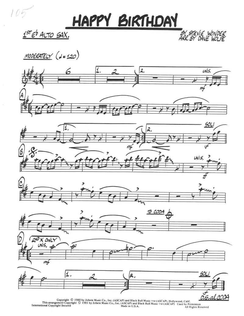 Happy Birthday score preview