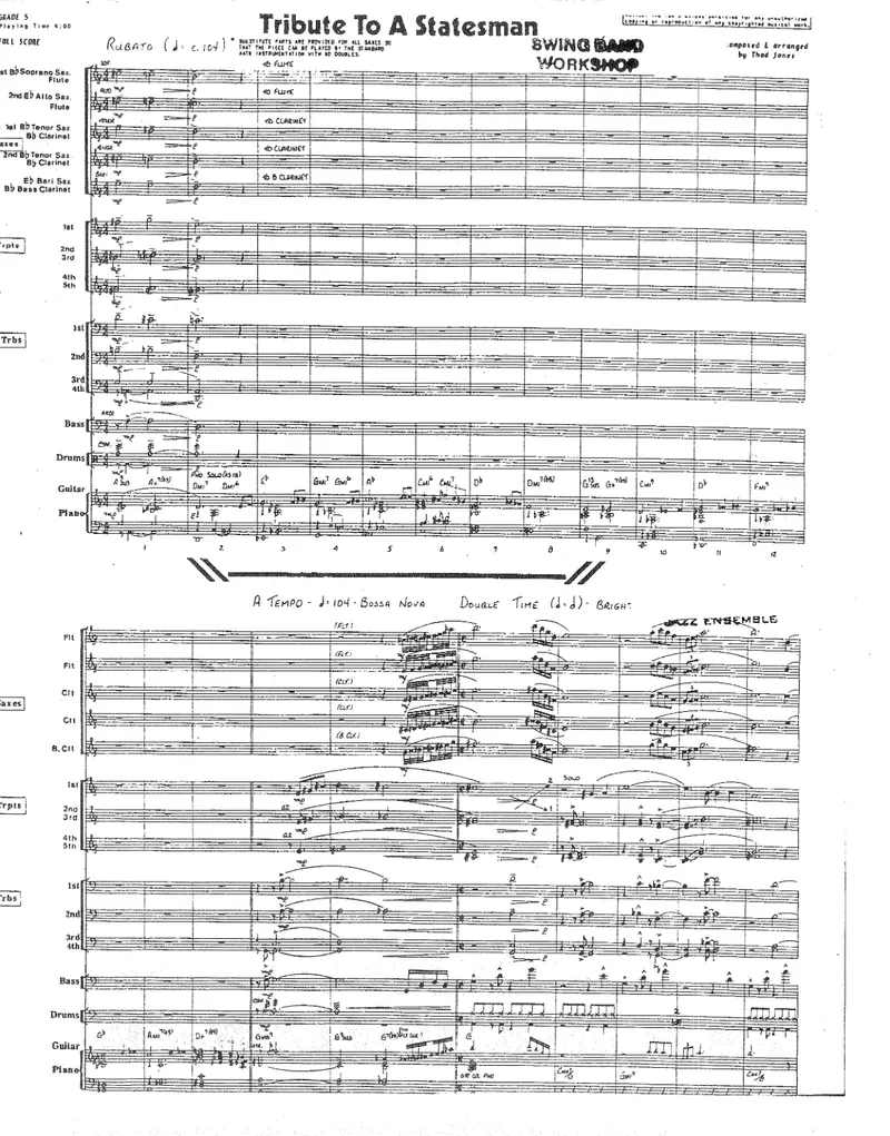 Tribute To A Statesman (Thad Jones) score preview