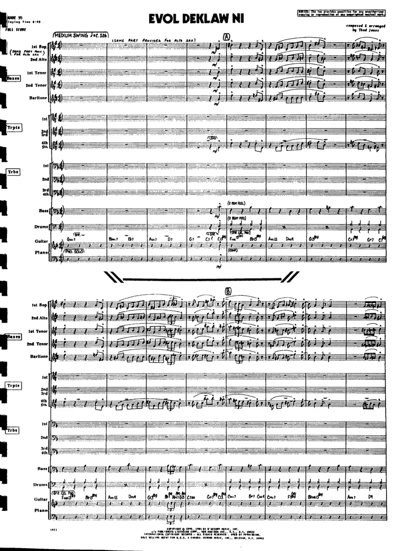 Evol Deklaw Ni (Thad Jones) score preview