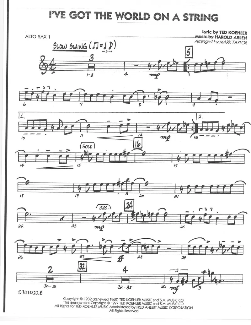 I've Got The World On A String score preview