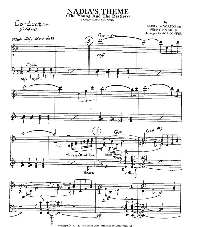Nadia's Theme score preview