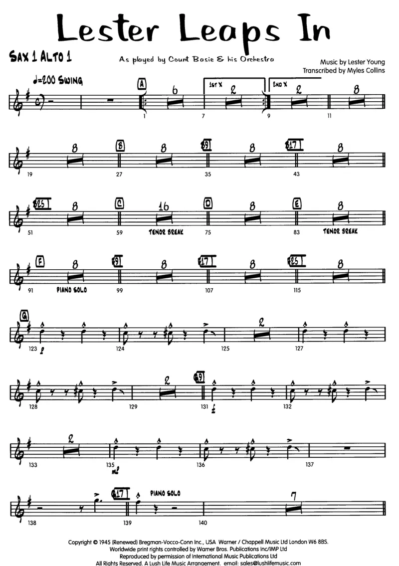 Lester Leaps In score preview
