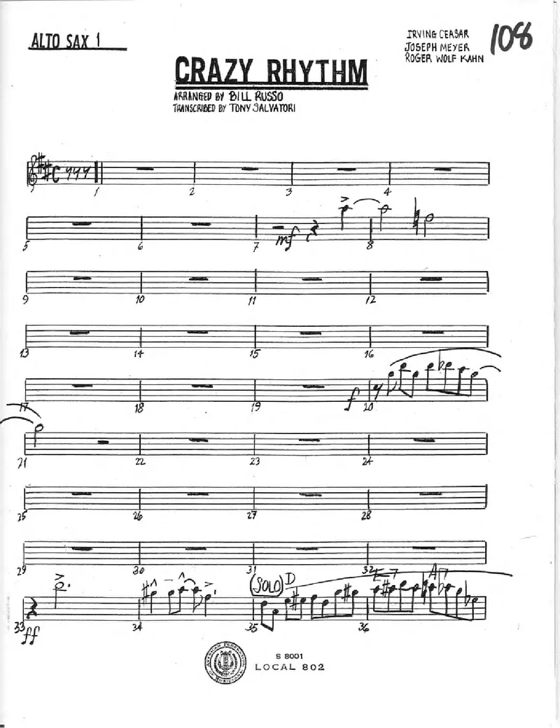 Crazy Rhythm score preview