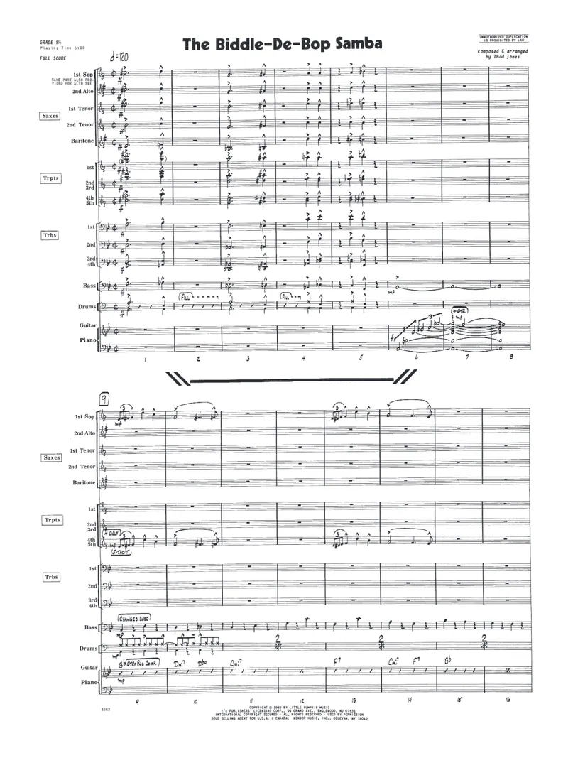 The Biddle-De-Bop Samba (Thad Jones) score preview