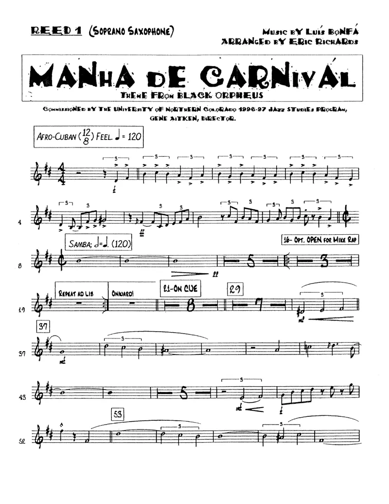 Manha De Carnival score preview