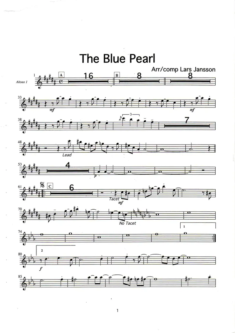 The Blue Pearl score preview