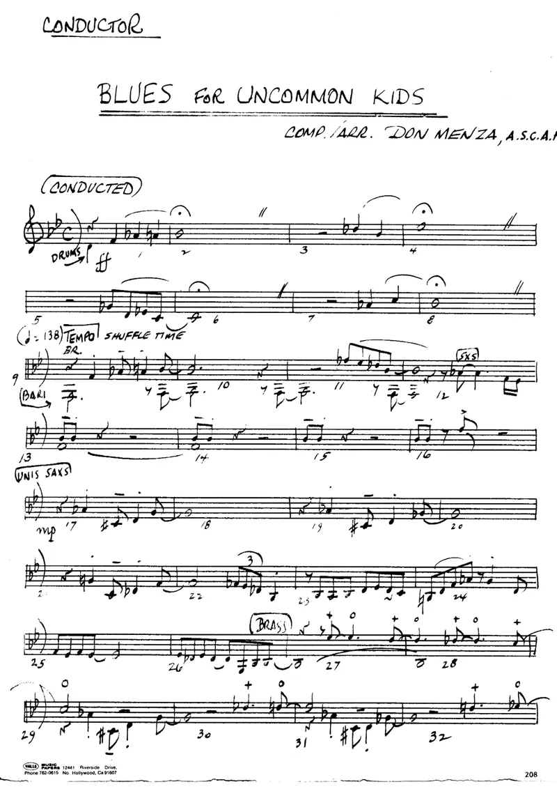 Blues For Uncommon Kids score preview