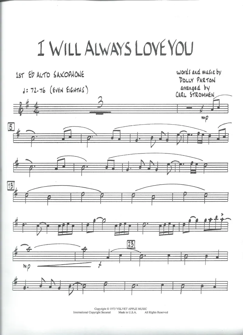I Will Always Love You score preview