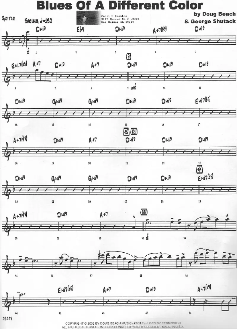 Blues Of A Different Color score preview