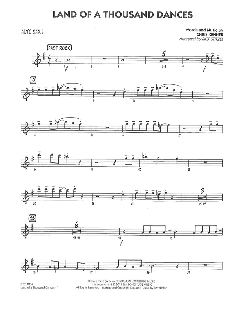 Land Of A Thousand Dances score preview