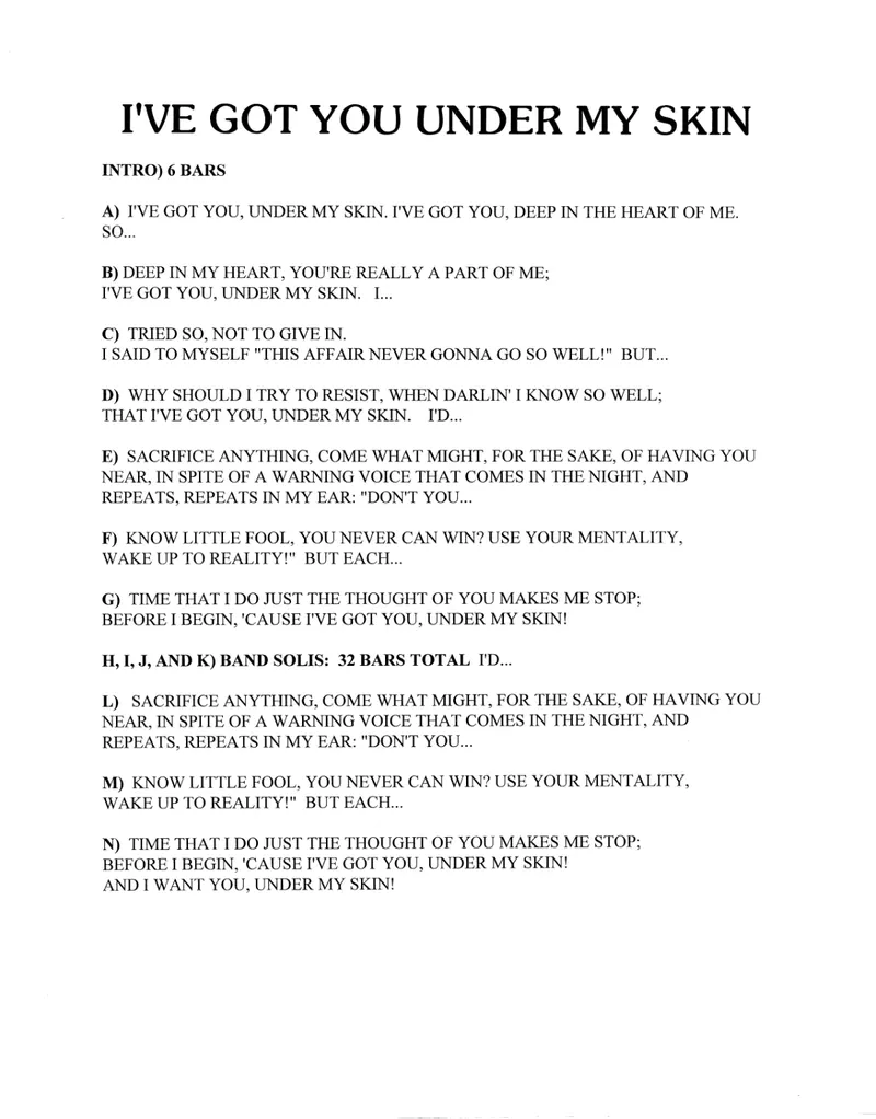 I've Got You Under My Skin score preview