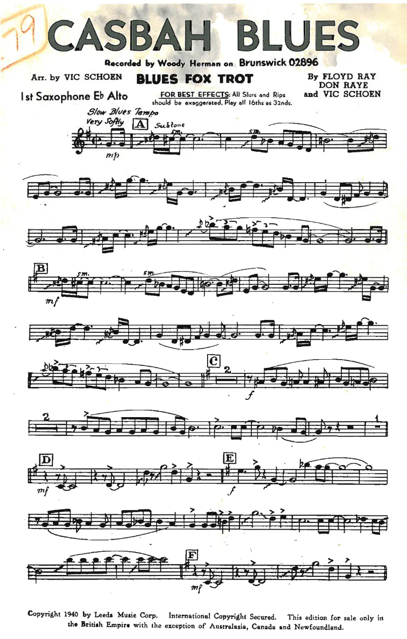 Casbah Blues score preview