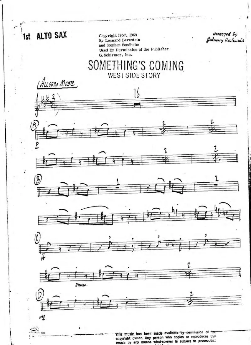 Something's Coming score preview