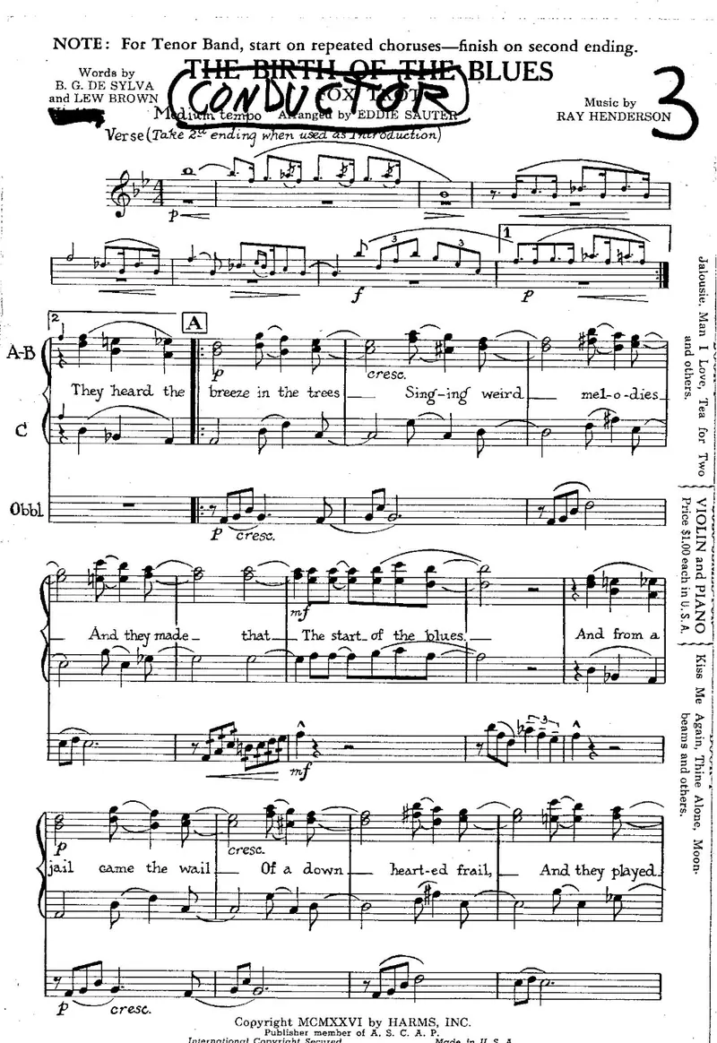 The Birth Of The Blues score preview
