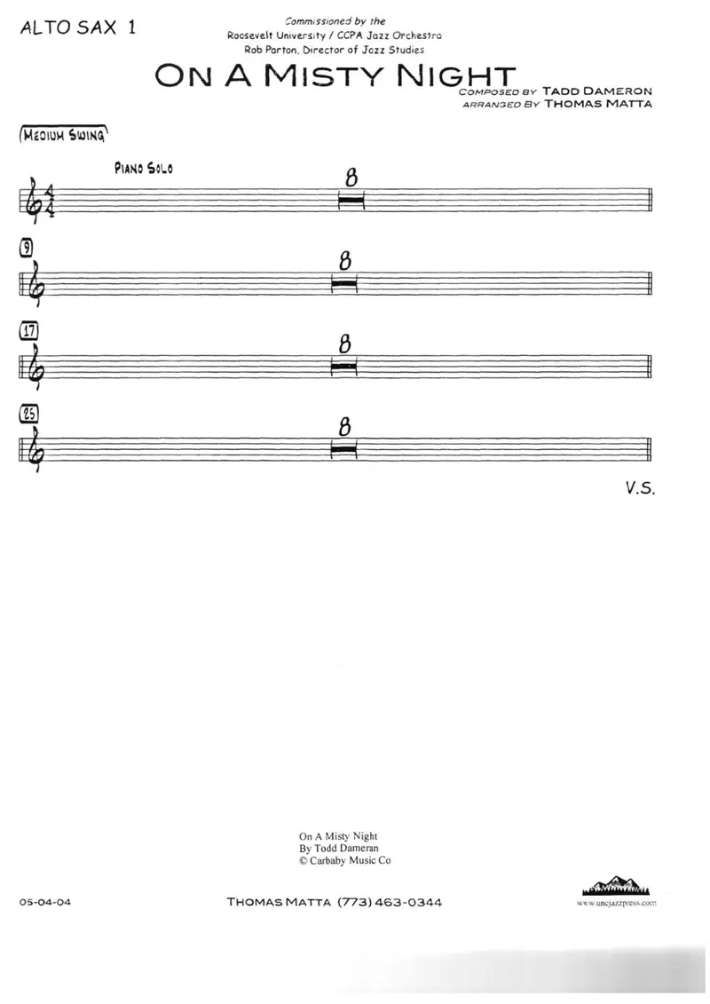 On A Misty Night score preview