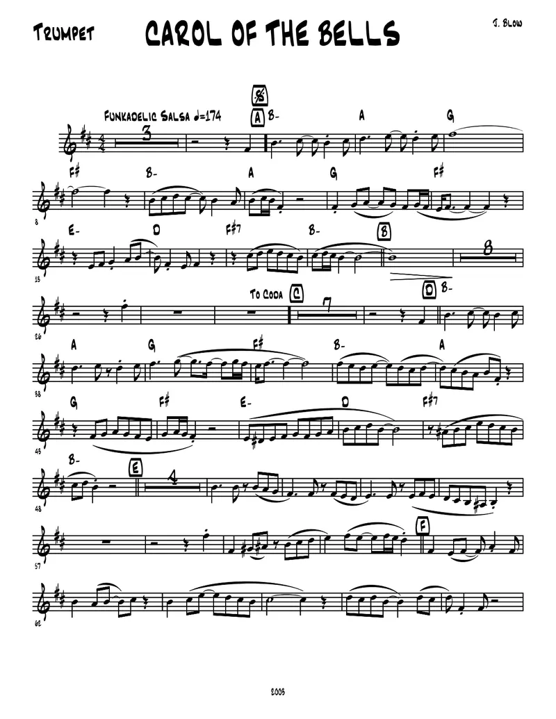 Carol Of The Bells score preview