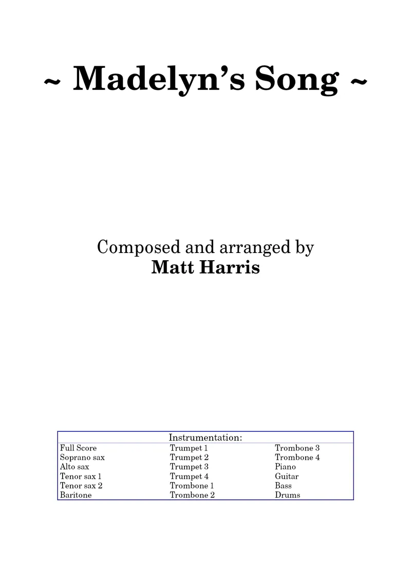 Madelyn's Song score preview
