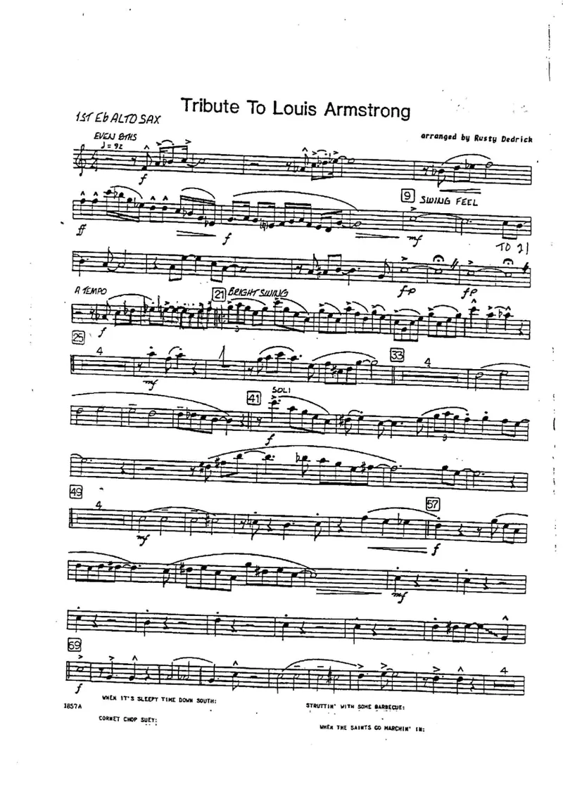 Tribute To Louis Armstrong score preview