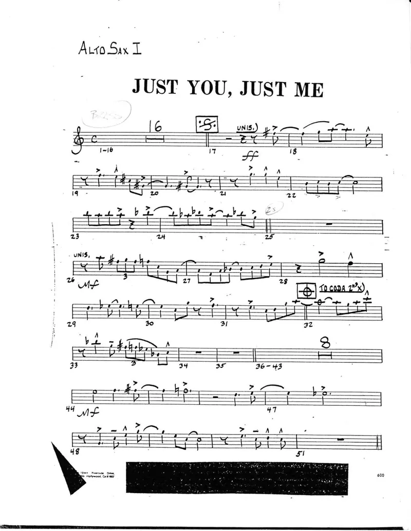 Just You, Just Me score preview