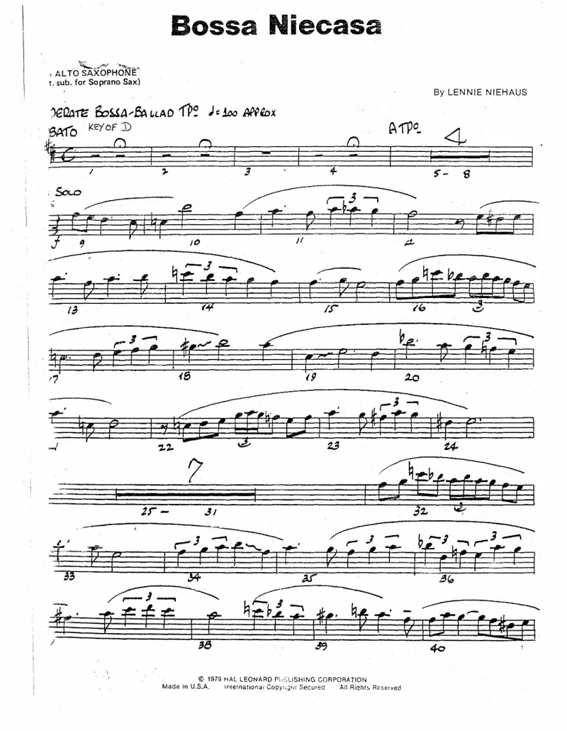 Bossa Niecasa score preview