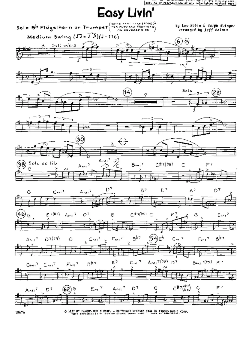 Easy Livin' score preview