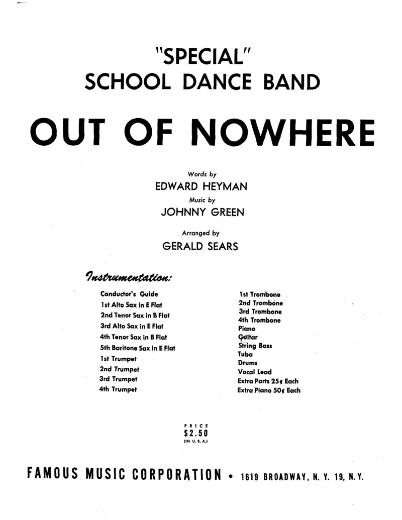 Out Of Nowhere score preview