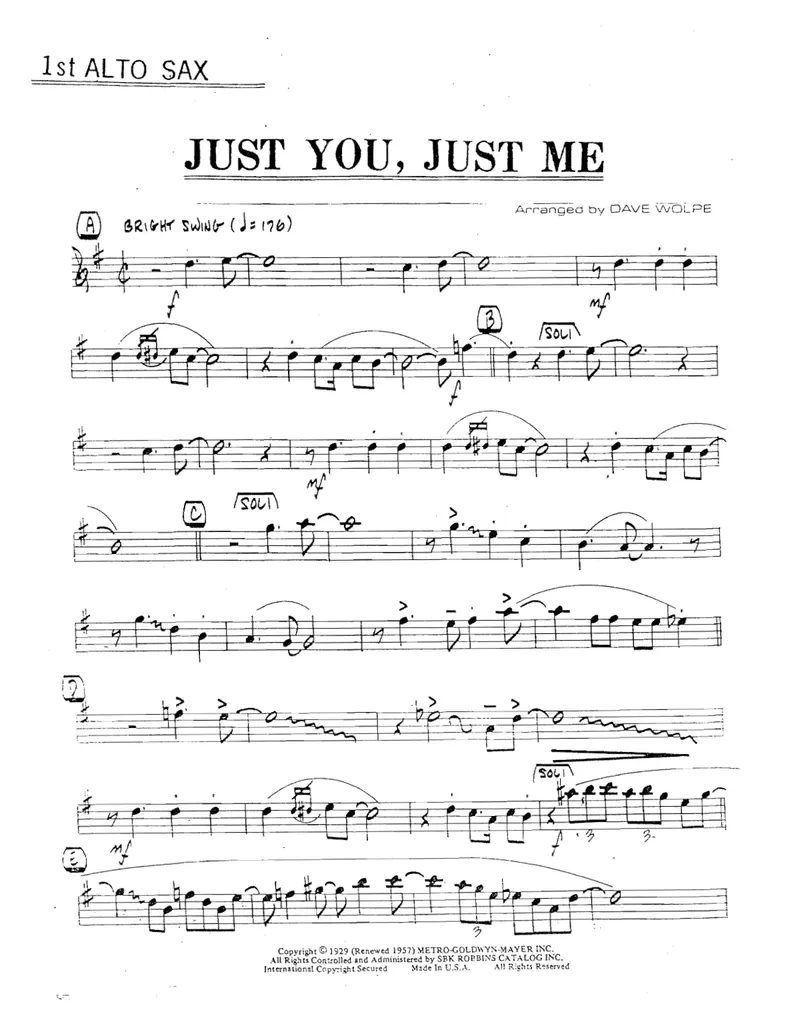 Just You, Just Me score preview