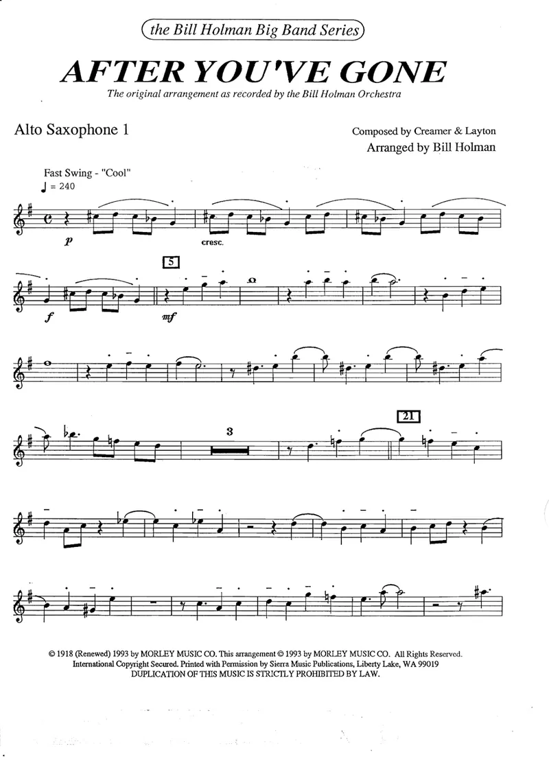 After You've Gone score preview