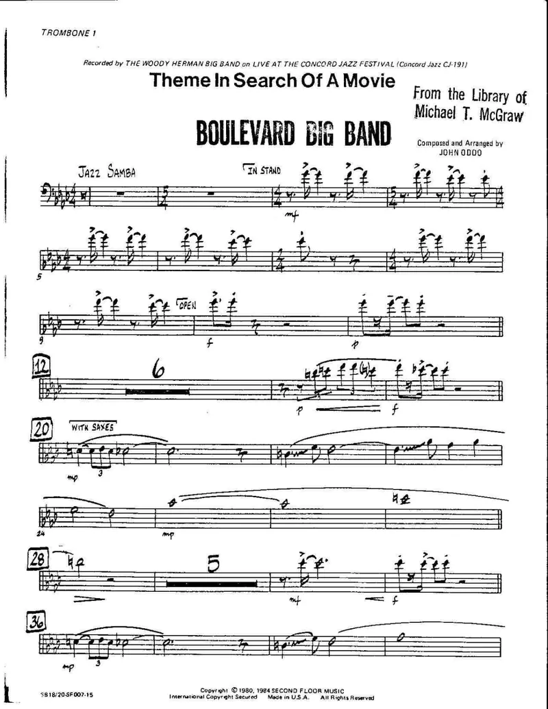 Theme In Search Of A Movie score preview