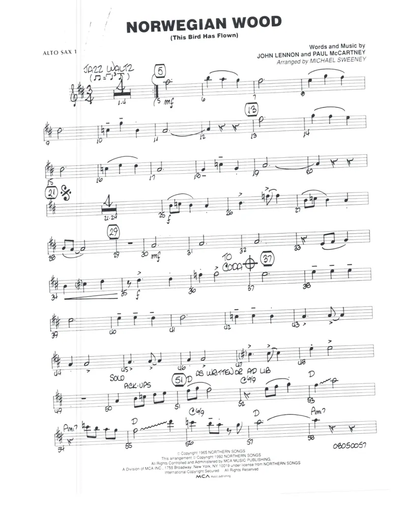 Norwegian Wood score preview