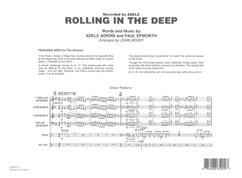 Rolling In The Deep score preview
