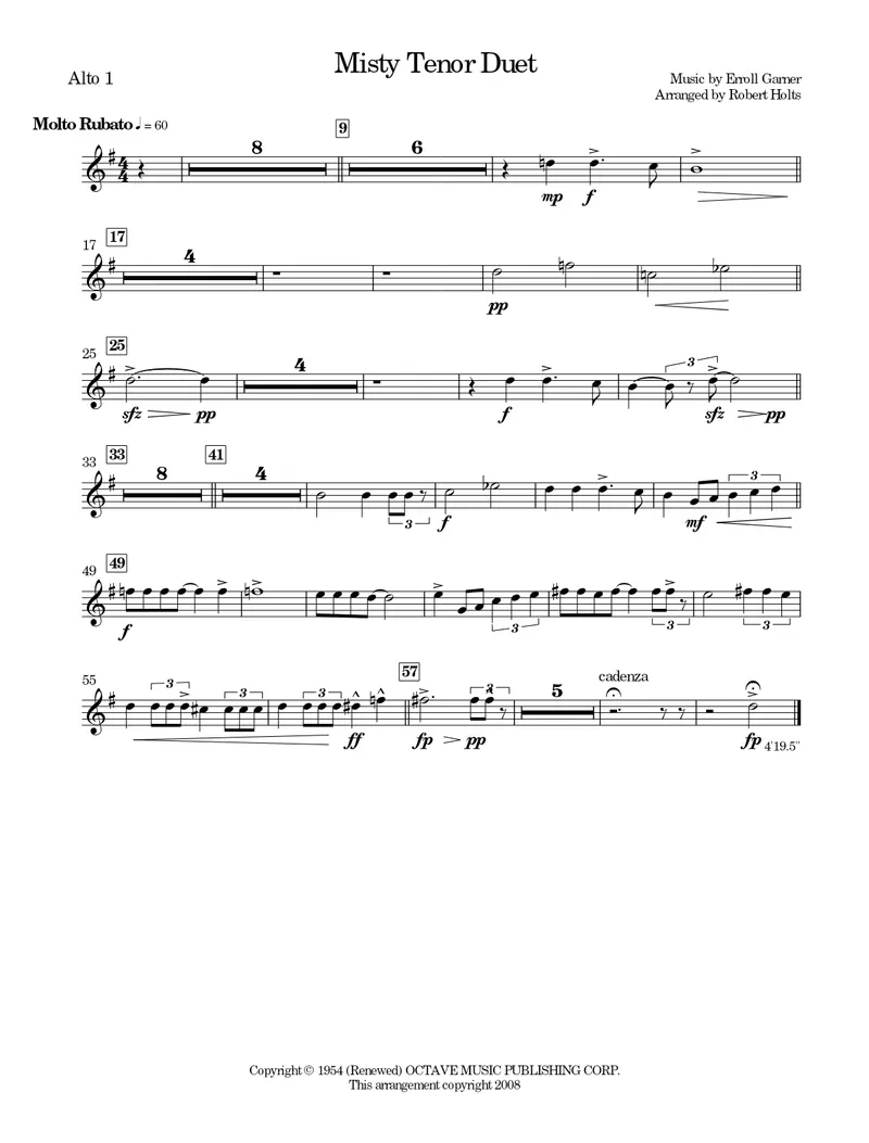 Misty Tenor Duet score preview