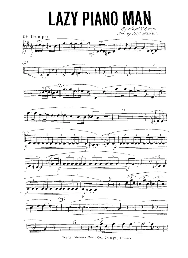 Lazy Piano Man score preview