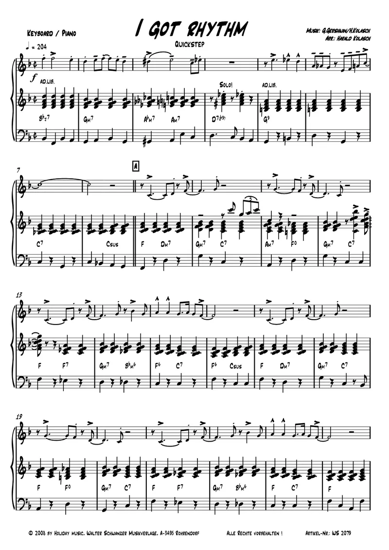 I Got Rhythm score preview