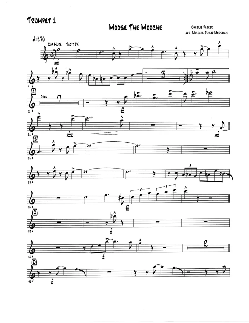 Moose The Mooche score preview