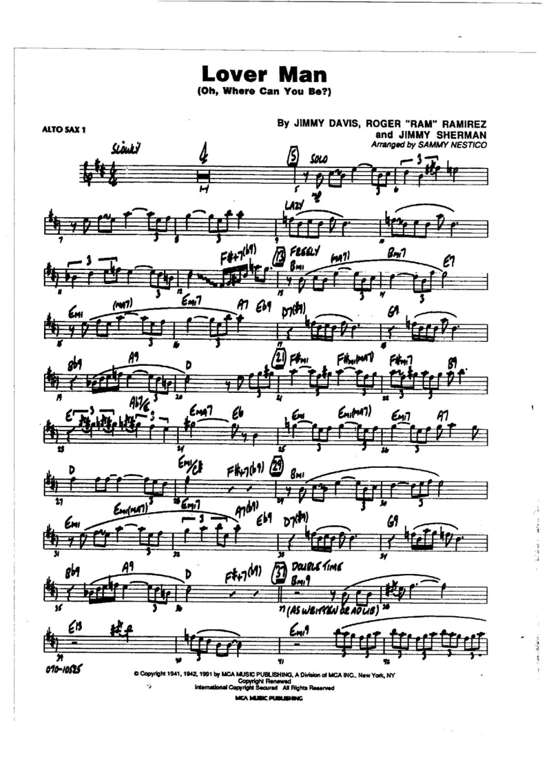 Lover Man score preview