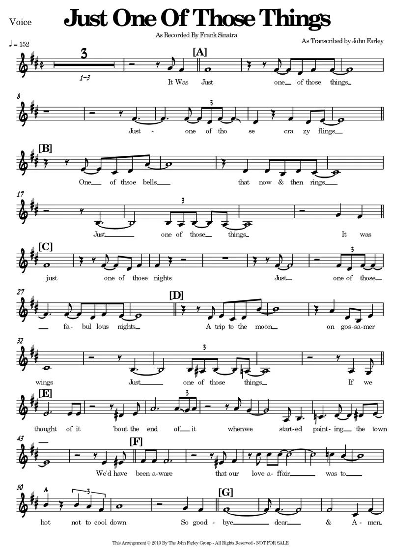 Just One Of Those Things score preview