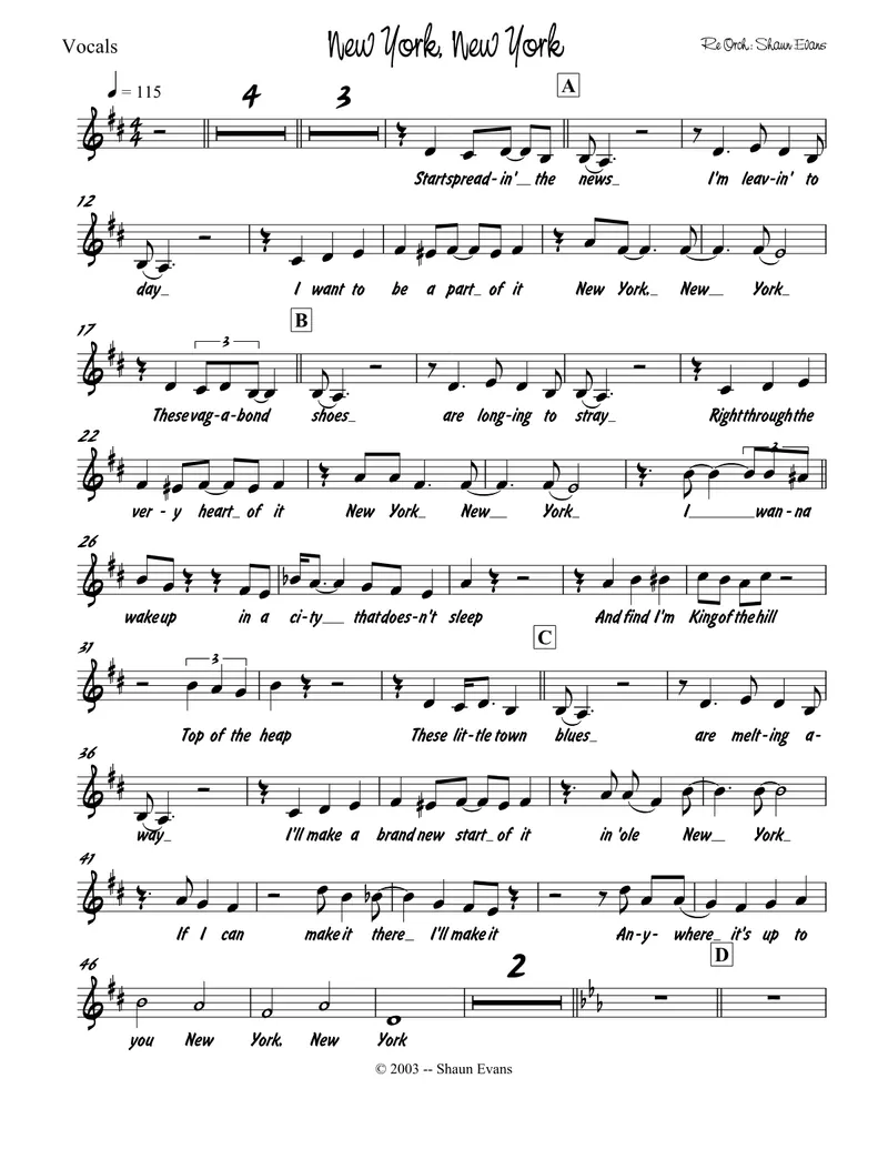 New York, New York - 3 horns + Rhythm score preview