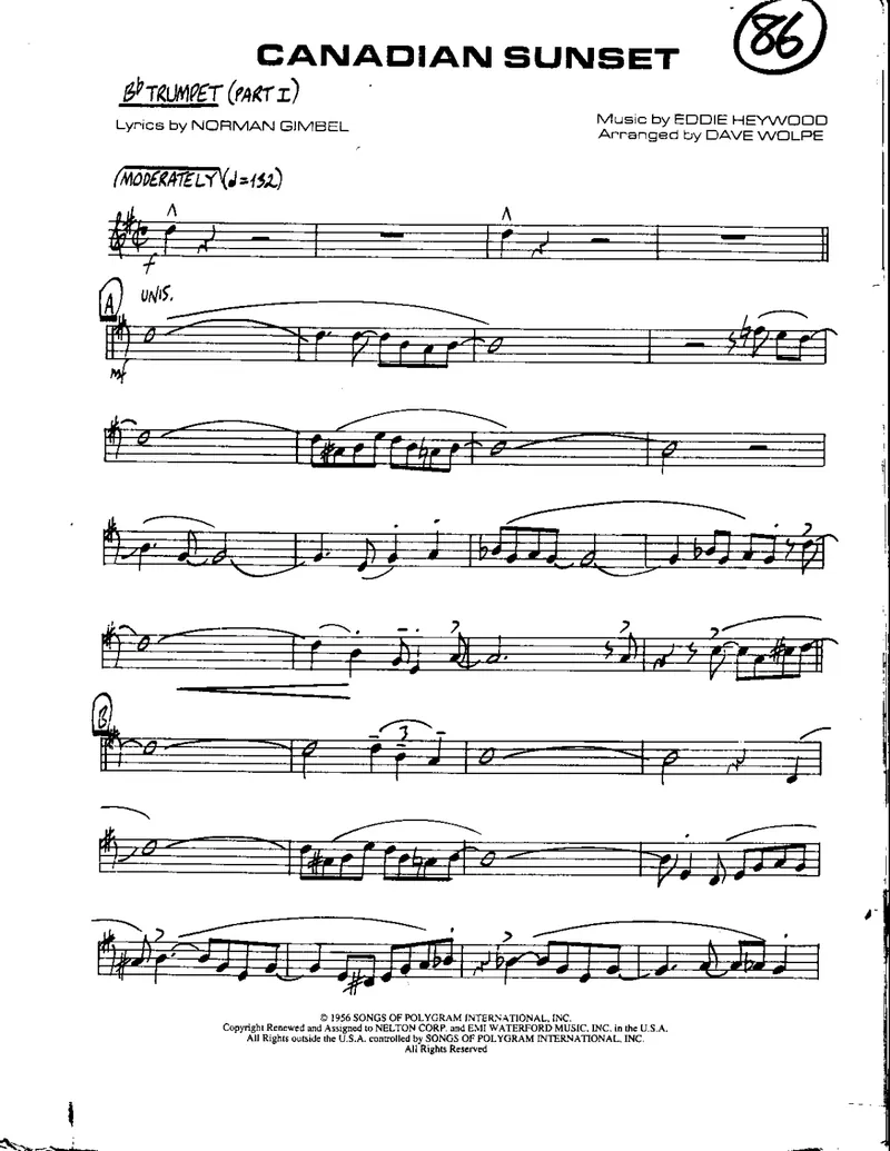 Canandian Sunset score preview