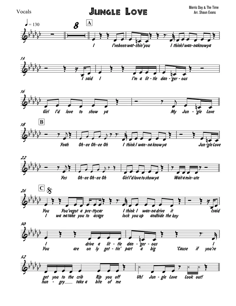 Jungle Love score preview