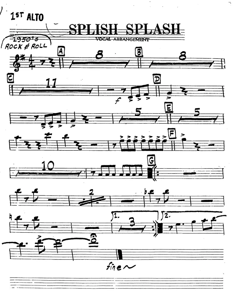 Splish Splash (Jean Murray & Bobby Darin) score preview