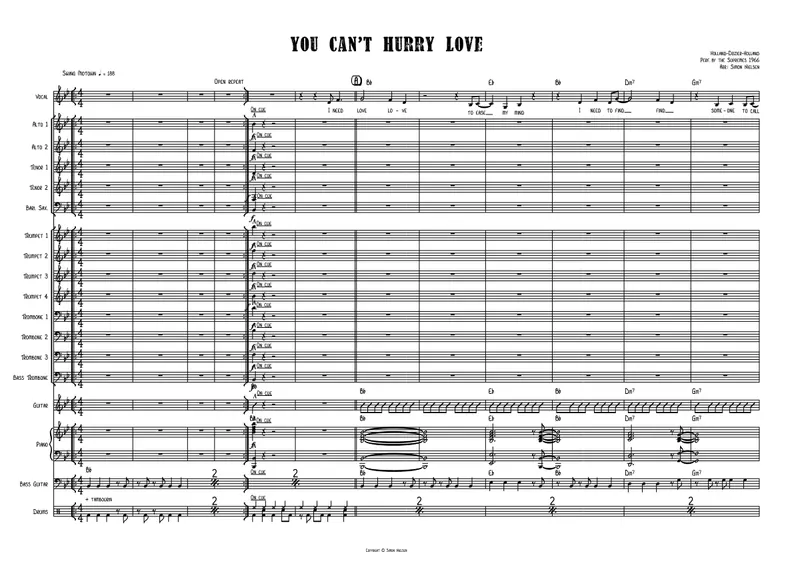 You Can't Hurry Love score preview