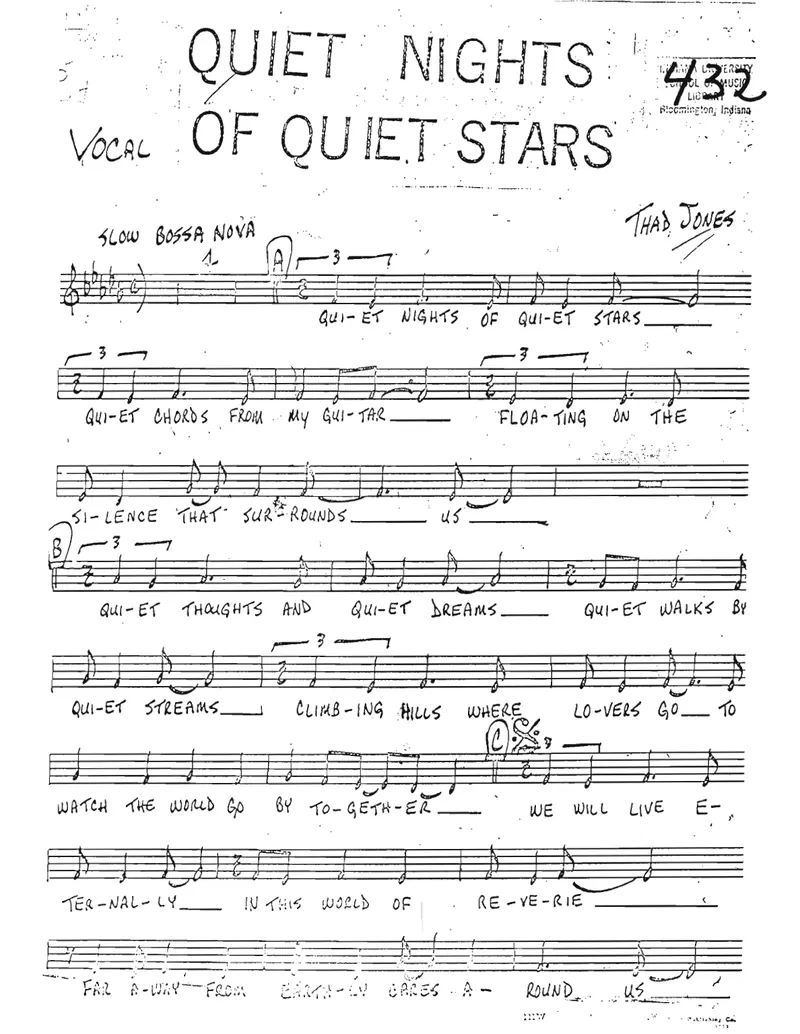 Quiet Nights Of Quiet Stars (Thad Jones) F vocal) score preview