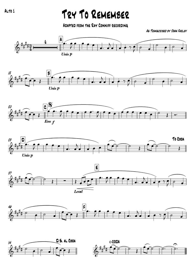 Try To Remember score preview