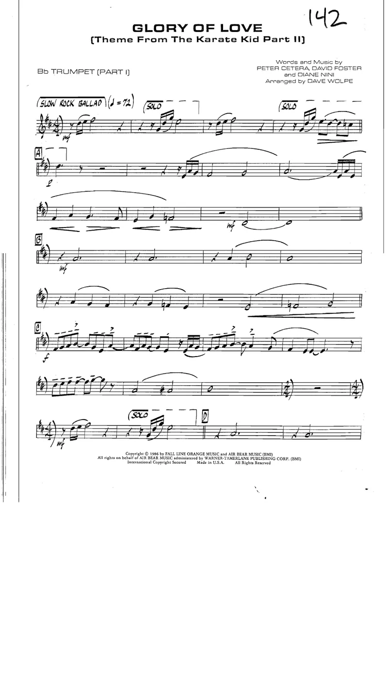 Glory Of Love score preview