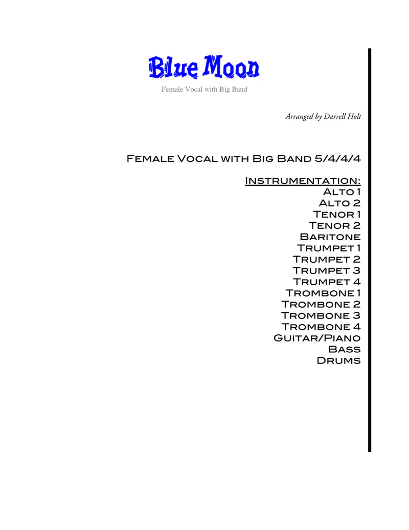 Blue Moon score preview